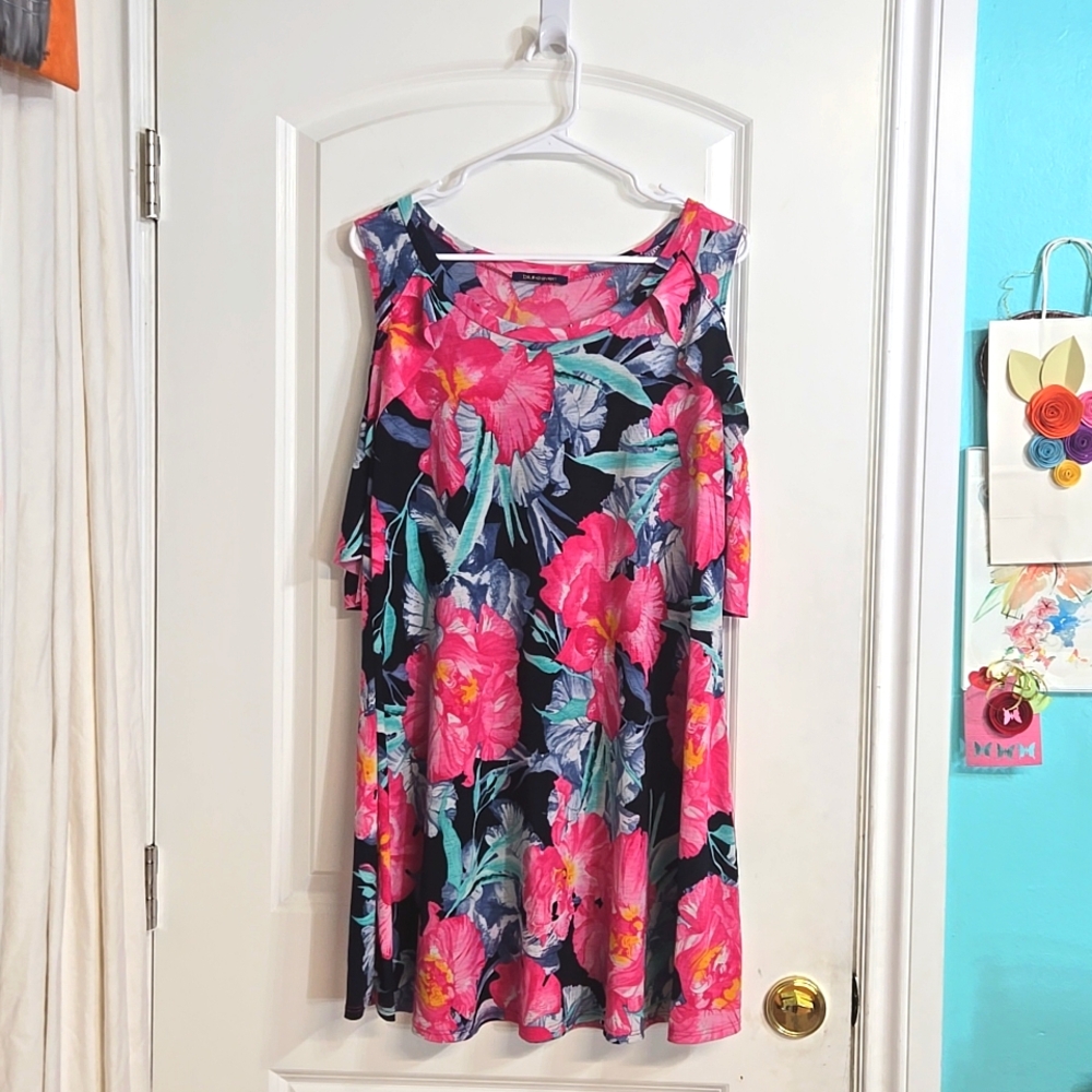 ☀️Bluheaven L Floral Cold Shoulder Dress